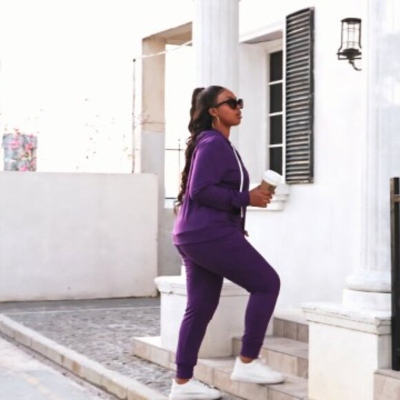 XL Full Zip Hoodie & Sweatpants Set, Polyester Spandex, Workout Loungewear - Picture 8 of 8